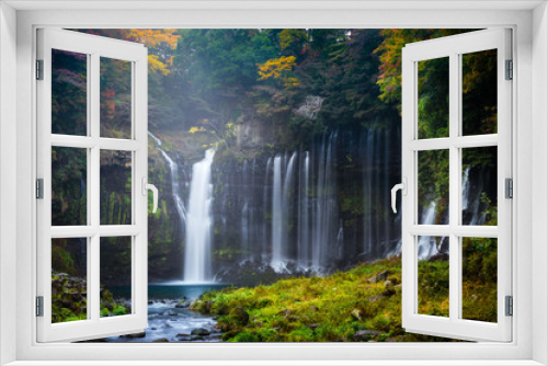 Fototapeta Naklejka Na Ścianę Okno 3D - Autumn scene of Shiraito waterfall