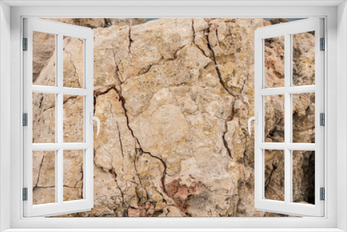 Fototapeta Naklejka Na Ścianę Okno 3D - Background quarried rough textured limestone rock