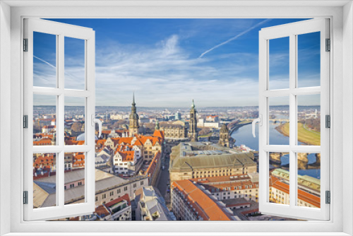 Aerial panoramic view of Old Town in Dresden, Saxony, Germany