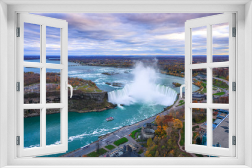 Fototapeta Naklejka Na Ścianę Okno 3D - Bird View of Niagara Falls Canada and America during sunset