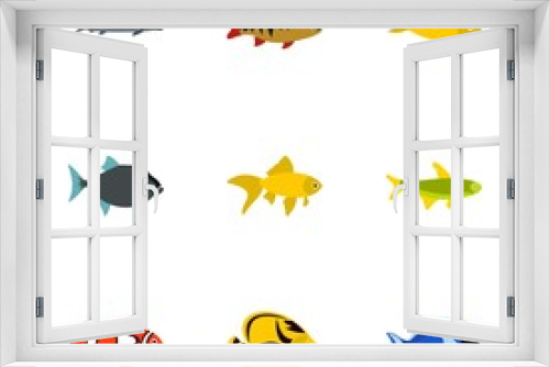 Fototapeta Naklejka Na Ścianę Okno 3D - Fish icons set. Flat illustration of 9 fish vector icons for web