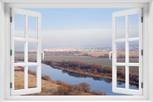 Fototapeta Naklejka Na Ścianę Okno 3D - View from the hill to the river Don in the autumn