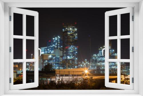 Fototapeta Naklejka Na Ścianę Okno 3D - Oil refinery industrial plant at night