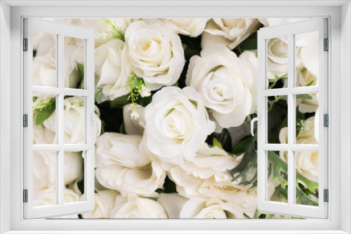 Fototapeta Naklejka Na Ścianę Okno 3D - White Rose in wall pattern concept.