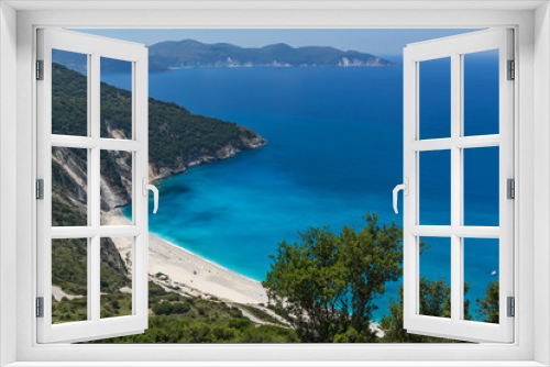Fototapeta Naklejka Na Ścianę Okno 3D - Panoramic View of beautiful Myrtos beach, Kefalonia, Ionian islands, Greece