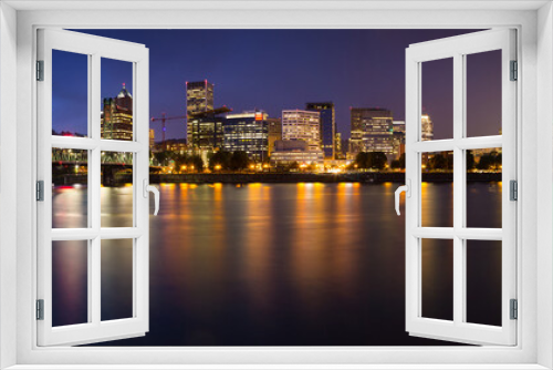 Fototapeta Naklejka Na Ścianę Okno 3D - Portland City Skyline at Night. Oregon