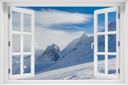 Fototapeta Naklejka Na Ścianę Okno 3D - Alpine winter mountain landscape. French Alps with snow.