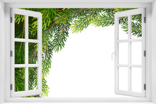 Fototapeta Naklejka Na Ścianę Okno 3D - Christmas wreath frame from fir tree branches. Vector illustration for your design
