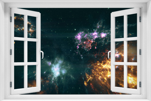 Fototapeta Naklejka Na Ścianę Okno 3D - Flying through Nebulas in Galaxy out to Outer Space