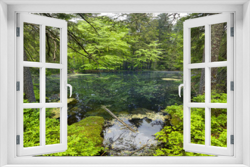 Fototapeta Naklejka Na Ścianę Okno 3D - Mountain Lake in the wild taiga
