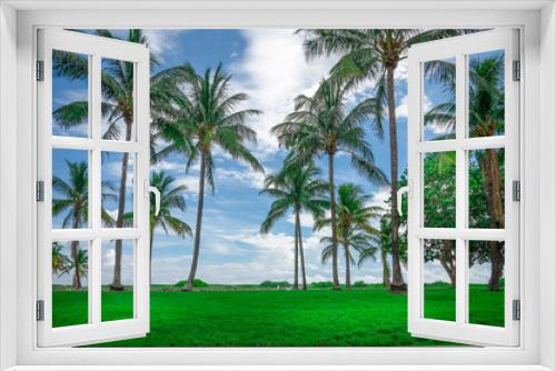 Fototapeta Naklejka Na Ścianę Okno 3D - View of Miami Beach with Palm trees
