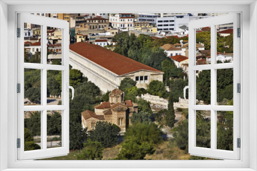 Stoa of Attalos and Church of Sts. Apostoli in Athens. Greece