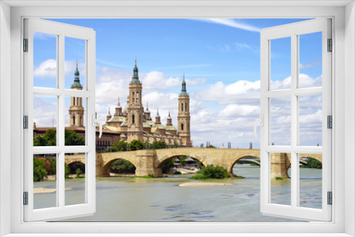 Fototapeta Naklejka Na Ścianę Okno 3D - Basilica of Our Lady of the Pillar and the Ebro River