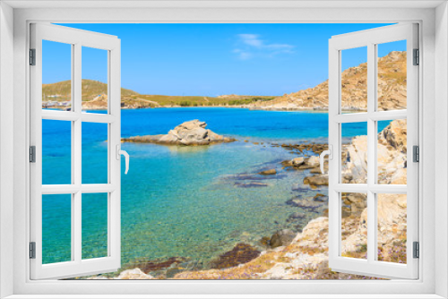 Fototapeta Naklejka Na Ścianę Okno 3D - Beautiful coast with crystal clear sea water in Monastiri bay on Paros island, Greece