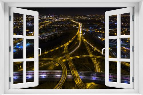 Fototapeta Naklejka Na Ścianę Okno 3D - Night aerial shot of Spaghetti Junction in Birmingham,UK.