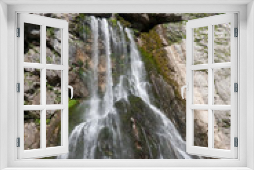 Fototapeta Naklejka Na Ścianę Okno 3D - Huge waterfall flowing from the cliff. Abkhazia
