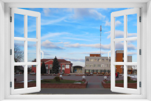 Fototapeta Naklejka Na Ścianę Okno 3D - several buildings in the town of Cherven Belarus