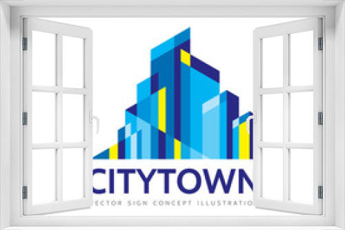 City town - real estate logo template concept illustration. Abstract building cityscape sign. Skyscrapers icon. Design element.