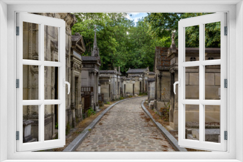 Fototapeta Naklejka Na Ścianę Okno 3D - Illustration of the cemetery Pere Lachaise in Paris, France..