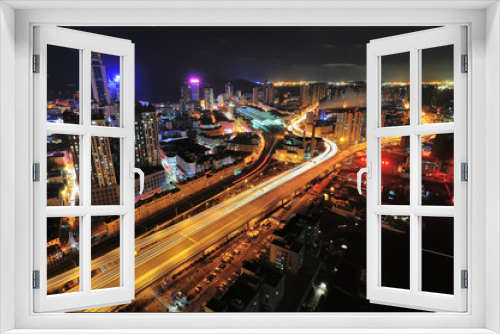 Fototapeta Naklejka Na Ścianę Okno 3D - City overpass at night