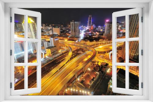 Fototapeta Naklejka Na Ścianę Okno 3D - City overpass at night