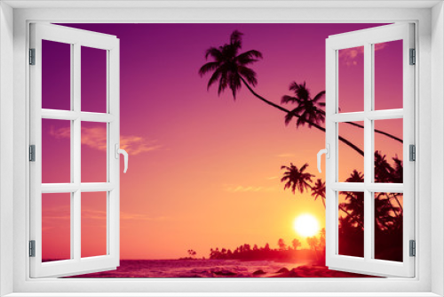 Fototapeta Naklejka Na Ścianę Okno 3D - Sunset on tropical beach
