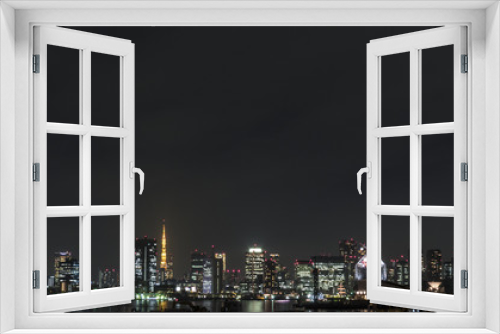 Fototapeta Naklejka Na Ścianę Okno 3D - 東京湾景（豊洲からの夜景）