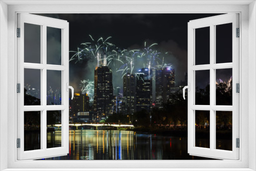 Fototapeta Naklejka Na Ścianę Okno 3D - Melbourne 2017 New Year fireworks