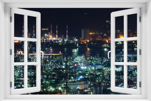 Fototapeta Naklejka Na Ścianę Okno 3D - Industrial area in Japan at night