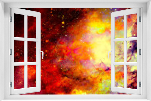 Fototapeta Naklejka Na Ścianę Okno 3D - Cosmic space and stars, color cosmic abstract background. Fire effect in space.