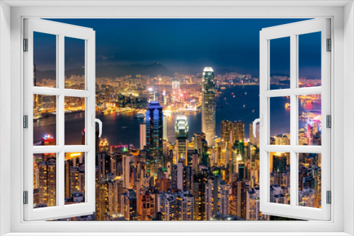 Fototapeta Naklejka Na Ścianę Okno 3D - 香港の夜景