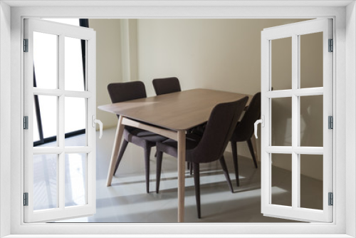 leisure corner with wood chairs and table