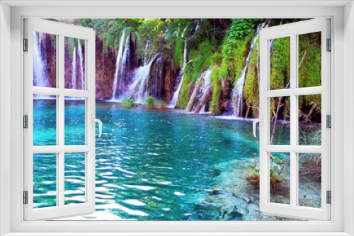 Fototapeta Naklejka Na Ścianę Okno 3D - Lake and  waterfalls.