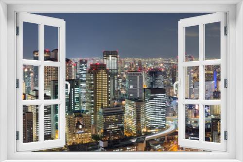 Fototapeta Naklejka Na Ścianę Okno 3D - Twilights, Osaka city business downtown, Japan