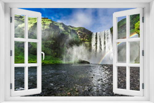 Fototapeta Naklejka Na Ścianę Okno 3D - Stunning waterfall Skogafoss in Iceland in summer