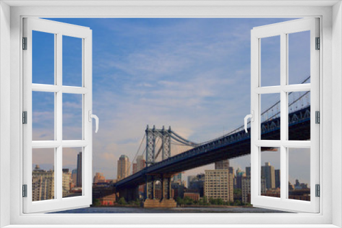 Fototapeta Naklejka Na Ścianę Okno 3D - Manhattan bridge cross river,New York