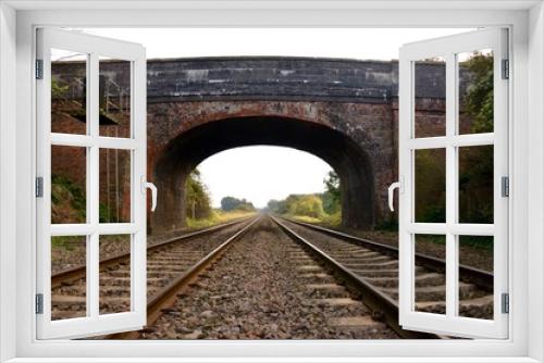 Fototapeta Naklejka Na Ścianę Okno 3D - Brick Train Bridge