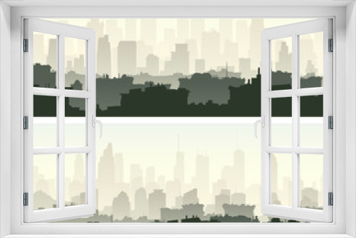 Horizontal wide banners with morning big city.