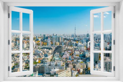 Fototapeta Naklejka Na Ścianę Okno 3D - Downtown Tokyo skyline