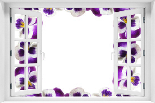 Fototapeta Naklejka Na Ścianę Okno 3D - Beautiful floral background of purple pansies 