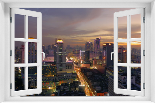 Fototapeta Naklejka Na Ścianę Okno 3D - Cityscape in middle of Bangkok,Thailand