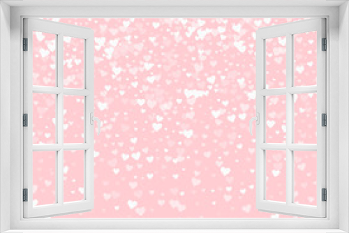 Fototapeta Naklejka Na Ścianę Okno 3D - White hearts confetti. Top gradient on pale_pink valentine background. Vector illustration.