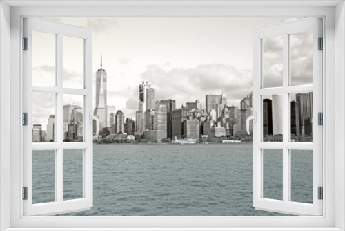 Fototapeta Naklejka Na Ścianę Okno 3D - View of skyscrapers in New York City with the Hudson Bay