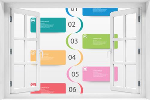 infographic concept. Vector template with 6 options, parts, stages, buttons. Can be used for web, diagram, graph, presentation, chart, report, step by step infographics. Abstract background.