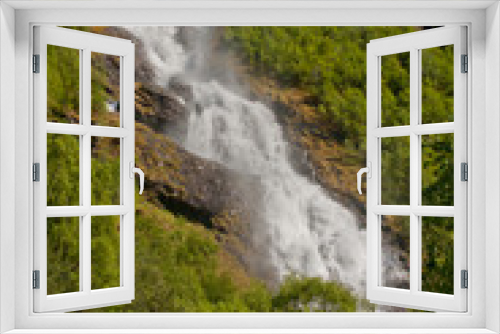 Fototapeta Naklejka Na Ścianę Okno 3D - Waterfall Hjellefossen in Norway