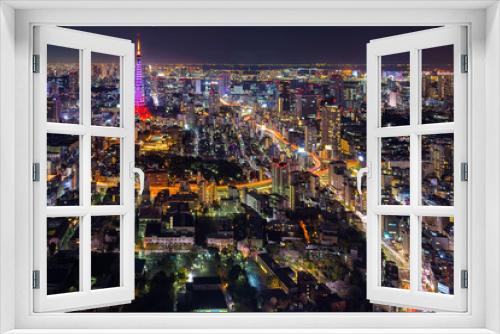 Fototapeta Naklejka Na Ścianę Okno 3D - Tokyo city view visible on the horizon