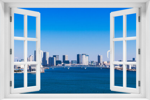 Fototapeta Naklejka Na Ścianę Okno 3D - レインボーブリッジから眺める東京ベイエリア