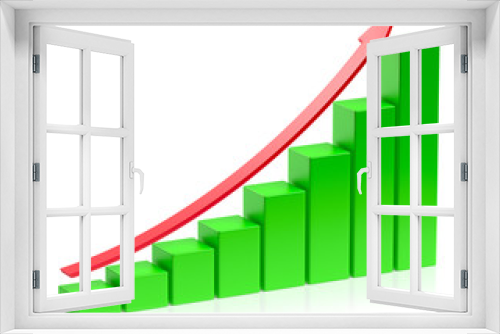 Growing green bar chart business success concept