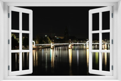 Fototapeta Naklejka Na Ścianę Okno 3D - Frankfurt am main Deutschland Germany Brücke Wasser reflektier nacht night lights lichter bridge ffm 