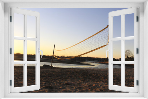 Fototapeta Naklejka Na Ścianę Okno 3D - Beach Volleyball net at sunset